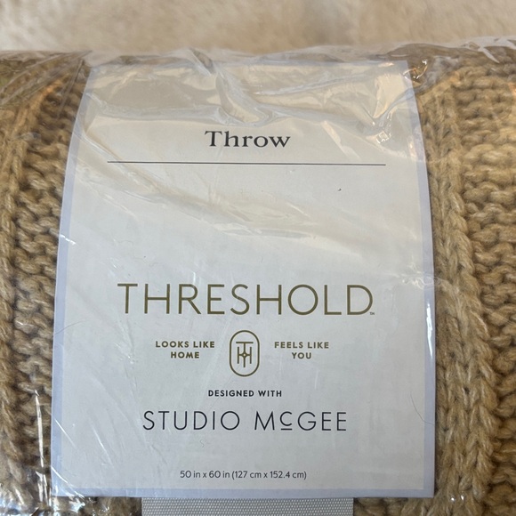 Threshold Studio McGee Tan Knit Throw - Picture 2 of 3